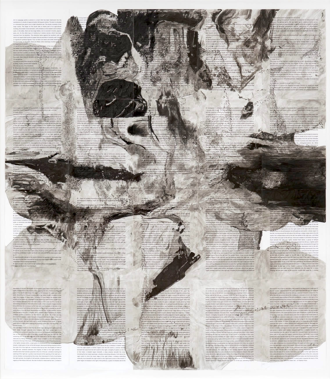 Art & Language: A Shadow on the Tongue. 20 A4 pages in a 5 x 4 format, (168 x 148 cm) 2019.