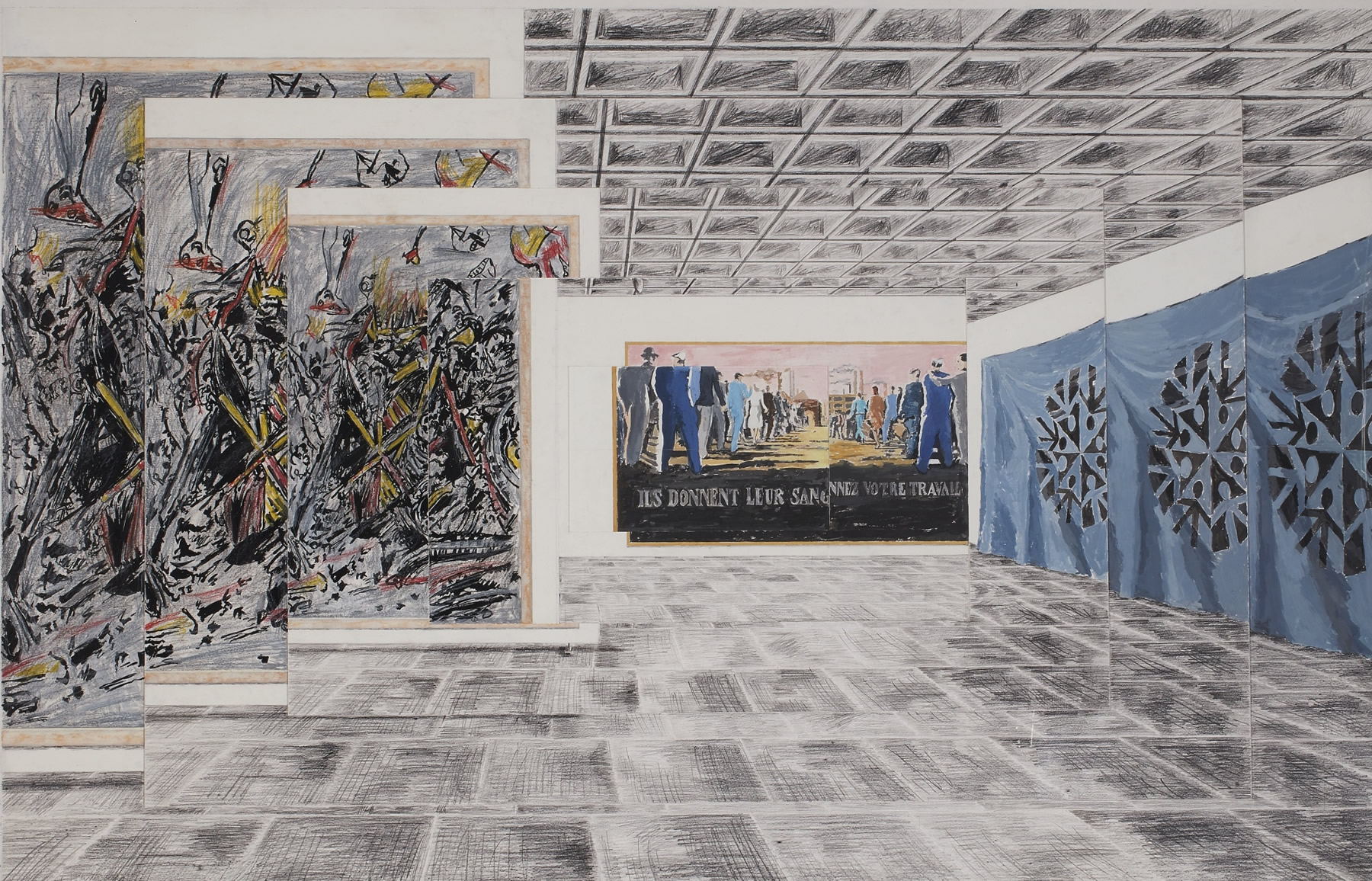 Art & Language: Study for Index: Incident in a Museum IV, (126 x 189 cm) 1985.