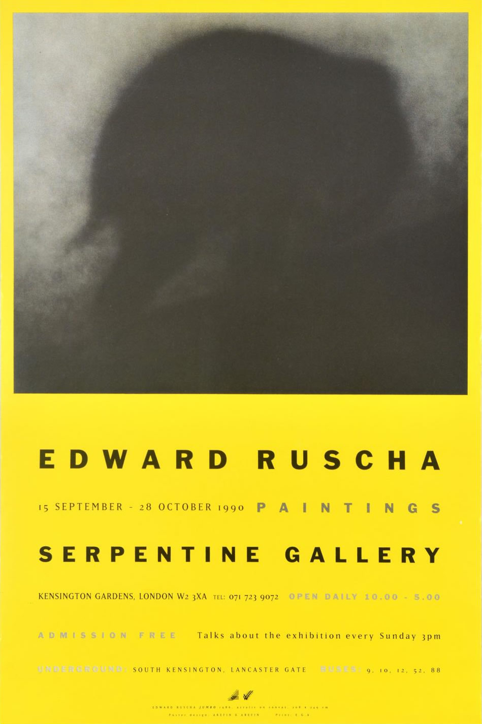 Edward Ruscha: Paintings. Serpentine Gallery, London, England. 1990.
