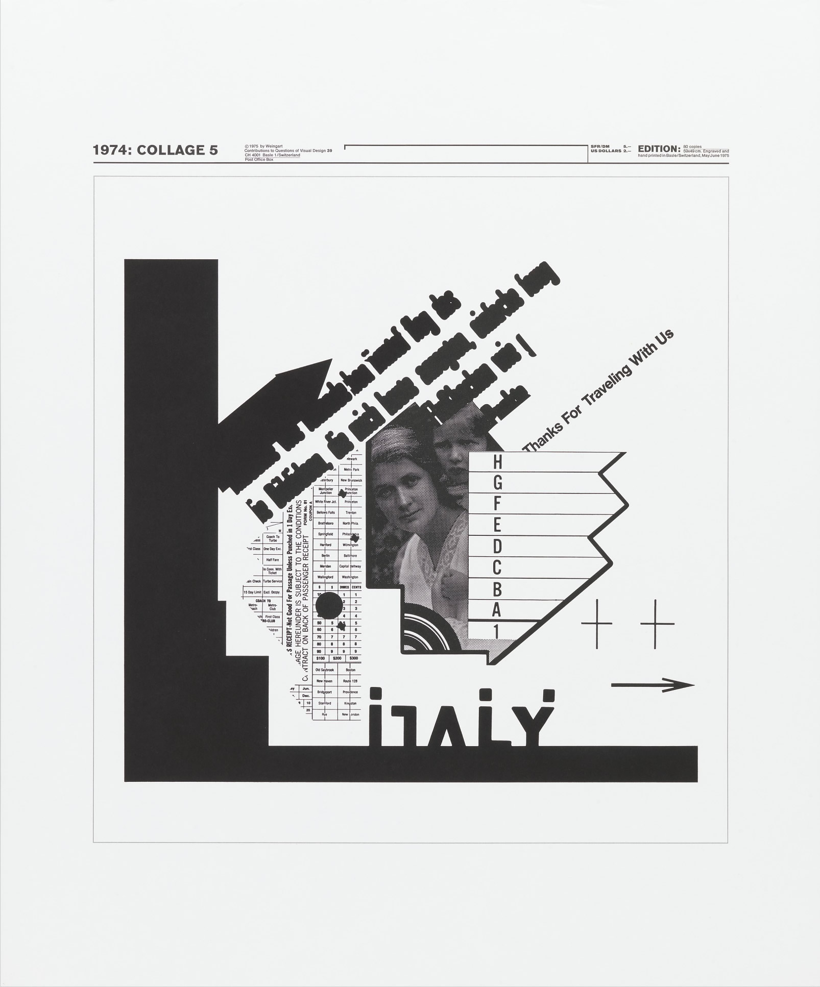 Wolfgang Weingart: 1974: Collage 5. 1975. Lithograph. (58.9 x 48.9 cm)