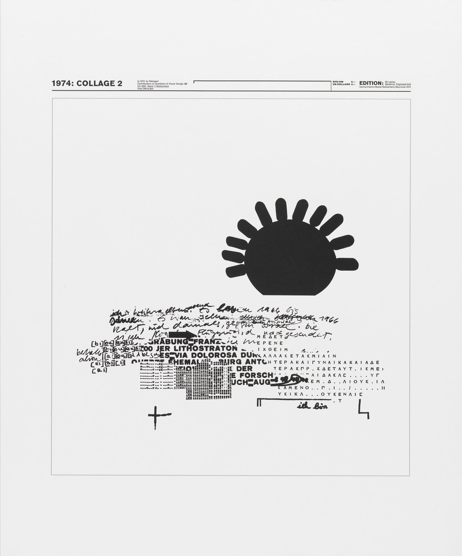 Wolfgang Weingart: 1974: Collage 2. 1975. Lithograph. (58.9 x 48.9 cm)