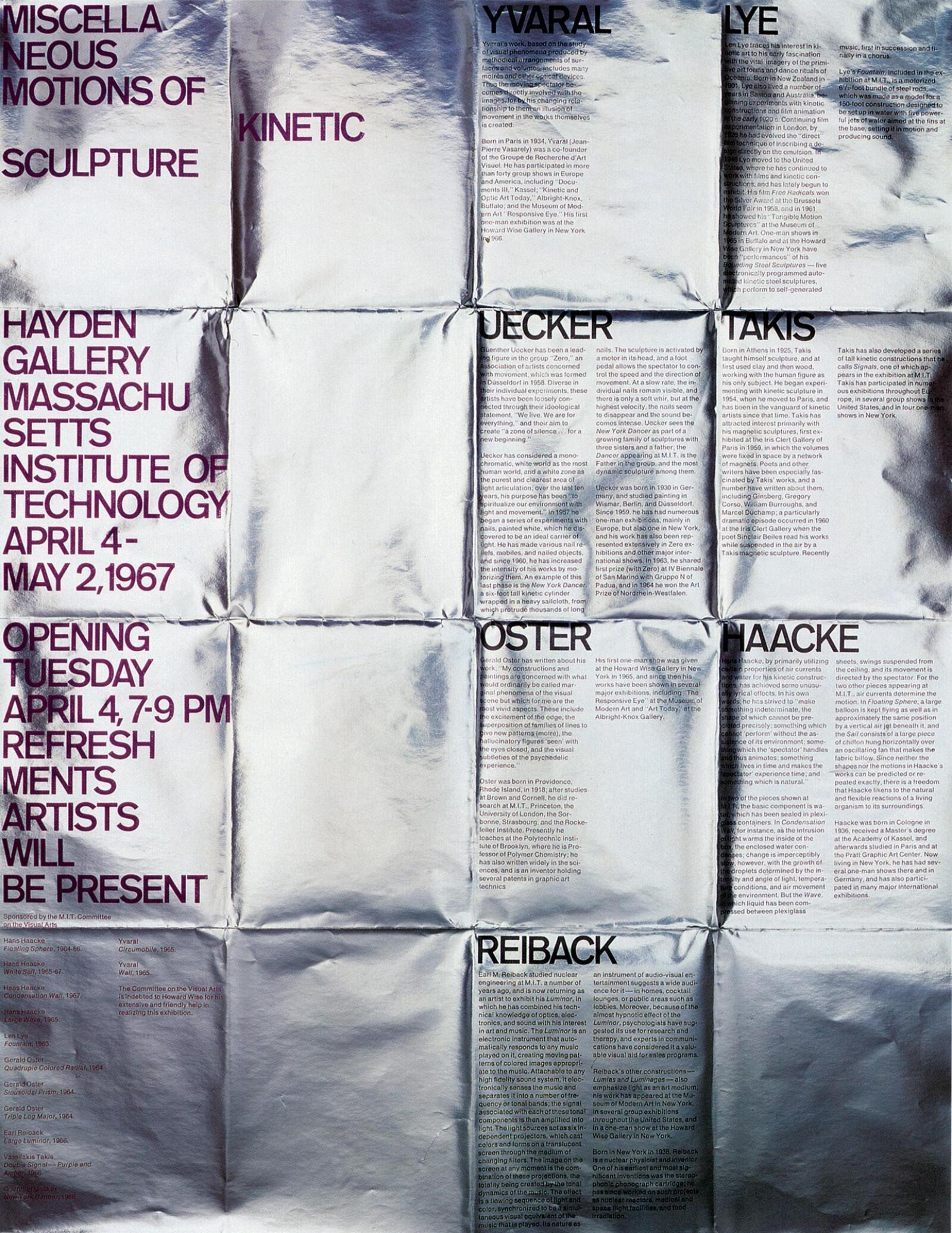 Jacqueline Casey: Notions of Kinetic Sculpture, Poster, 1967.