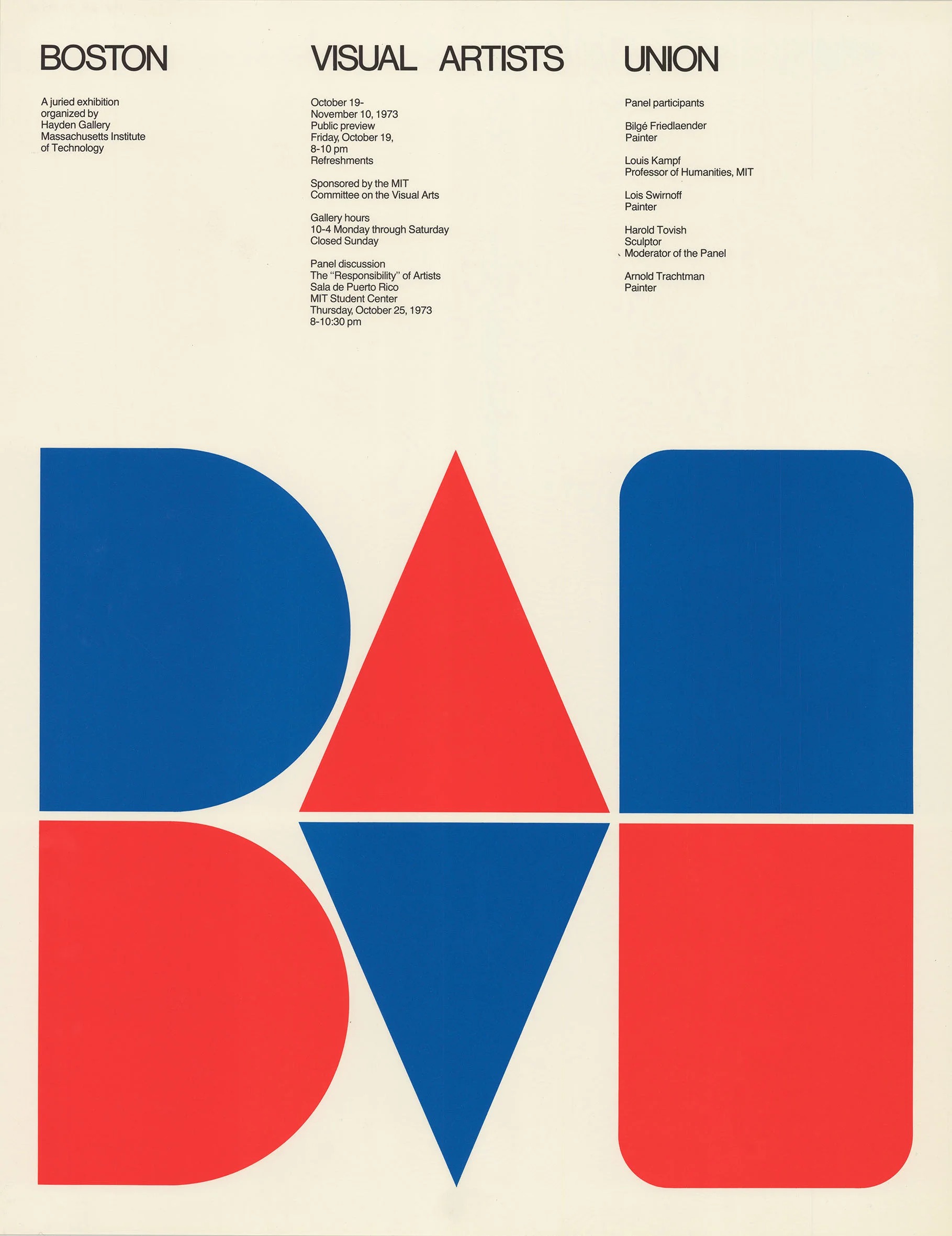 Jacqueline Casey: Boston Visual Artists Union, Poster, 1973.