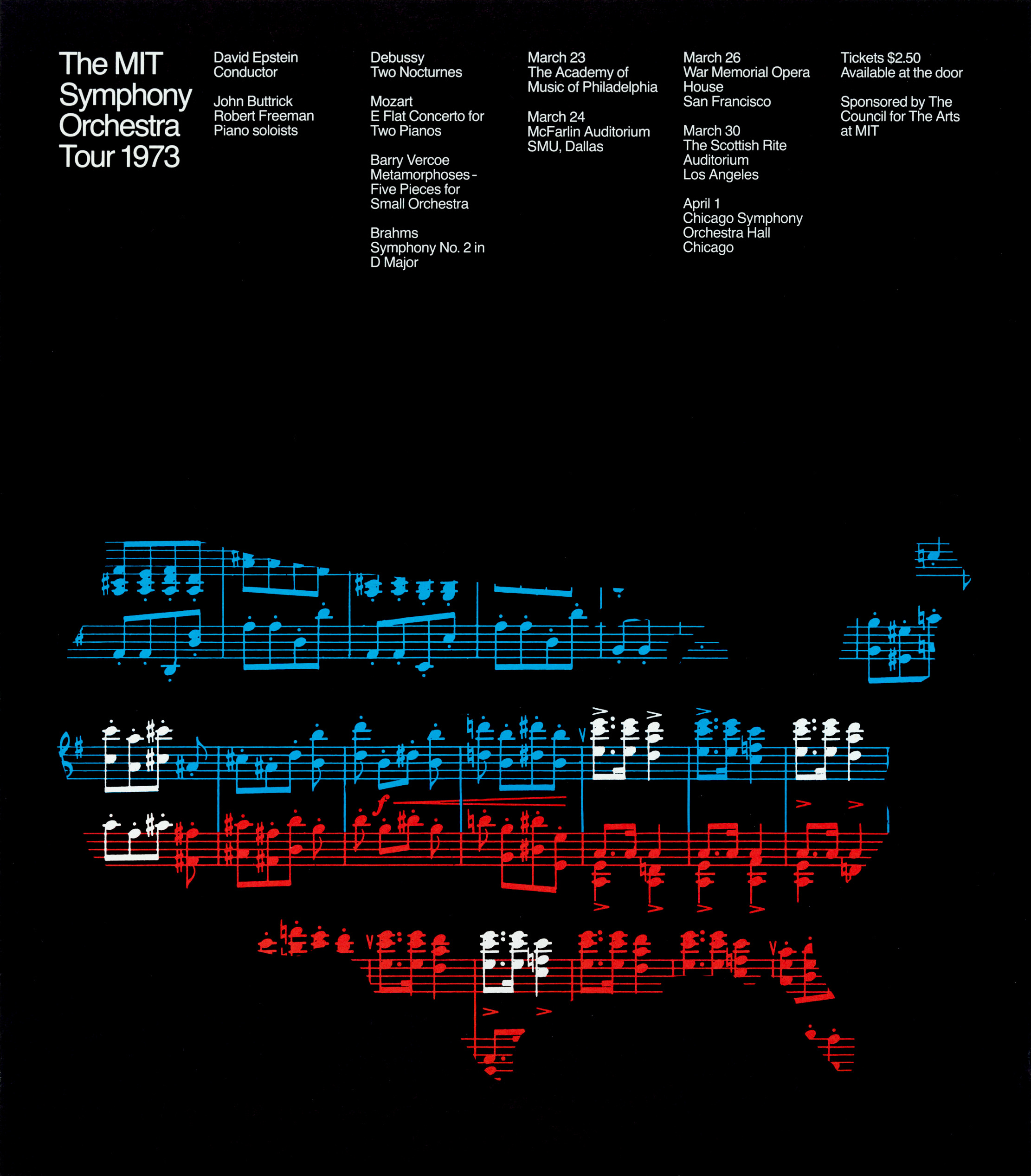 Jacqueline Casey: MIT Symphony Tour, Poster, 1973.