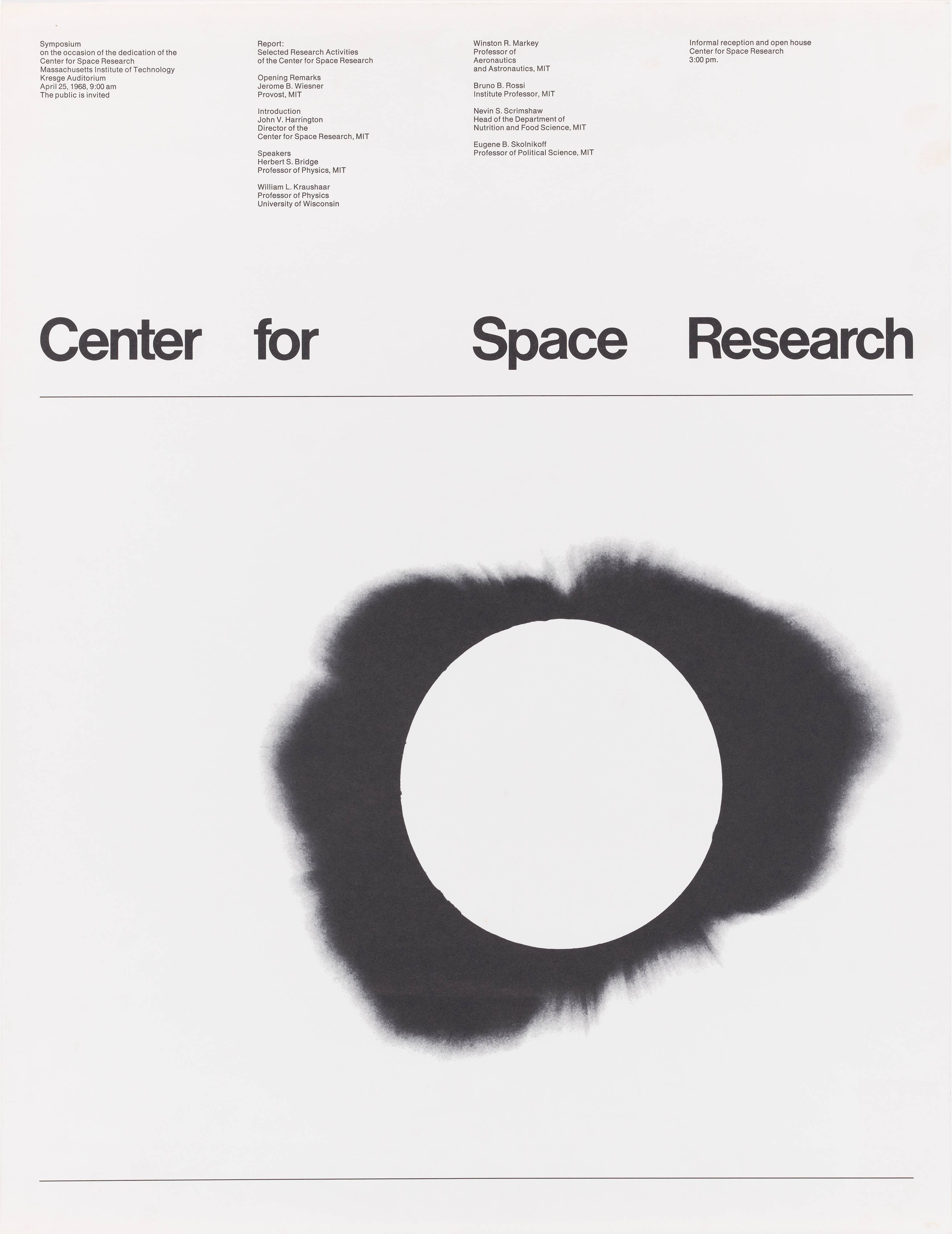 Jacqueline Casey: Center for Space Research, Poster, 1968.
