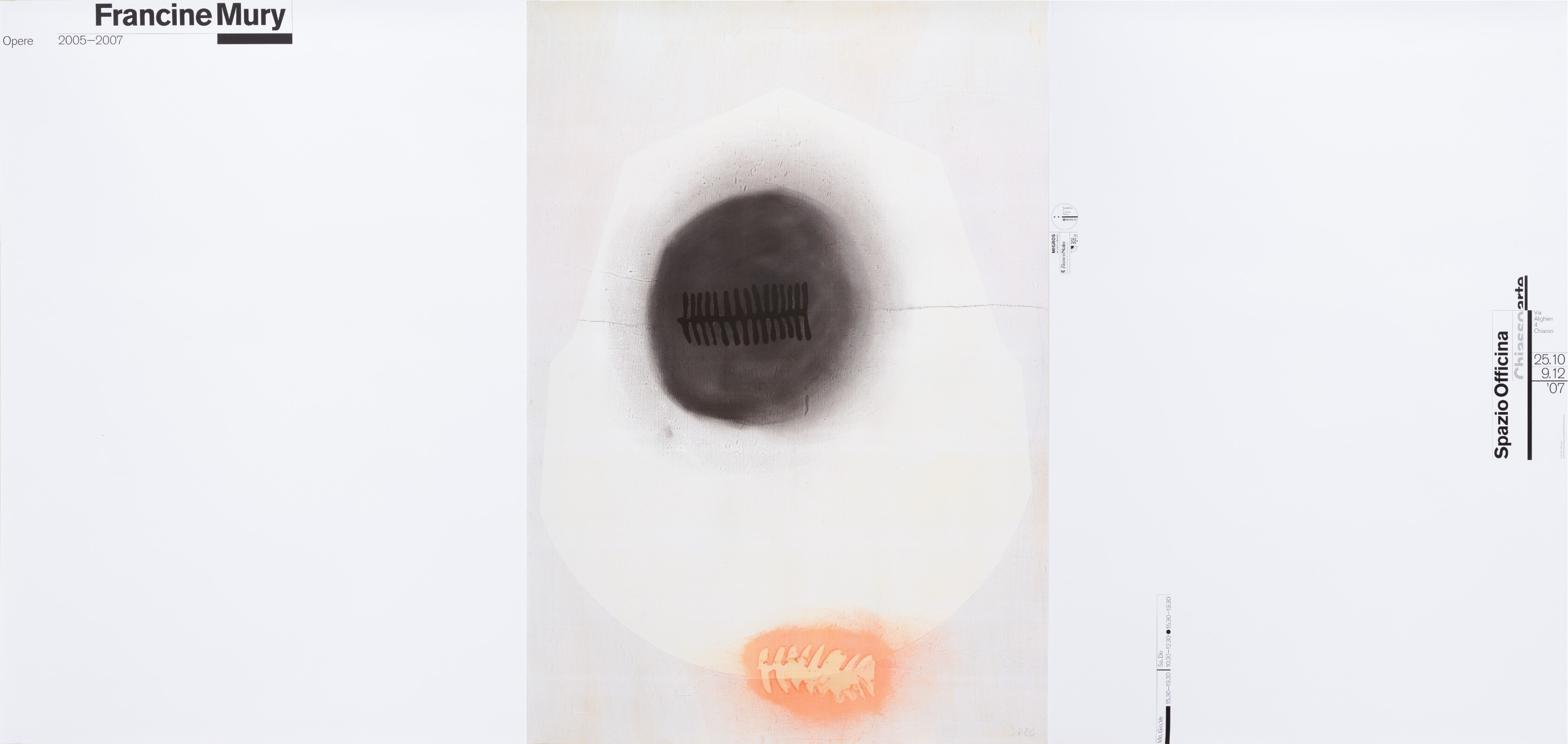 Bruno Monguzzi: Francine Mury, Opere 2005–2007, Spazio Officina, Chiasso, (3 posters in triptych), 128 x 90 cm each, 2007.