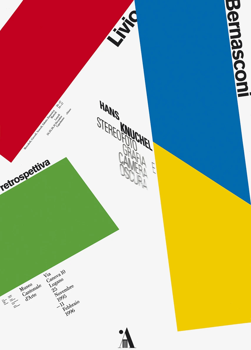 Bruno Monguzzi: Livio Bernasconi - Retrospettiva - Hans Knuchel - stereofotografia e camera oscura, Museo Cantonale d‘Arte, Lugano, 128 x 90 cm, 1995.