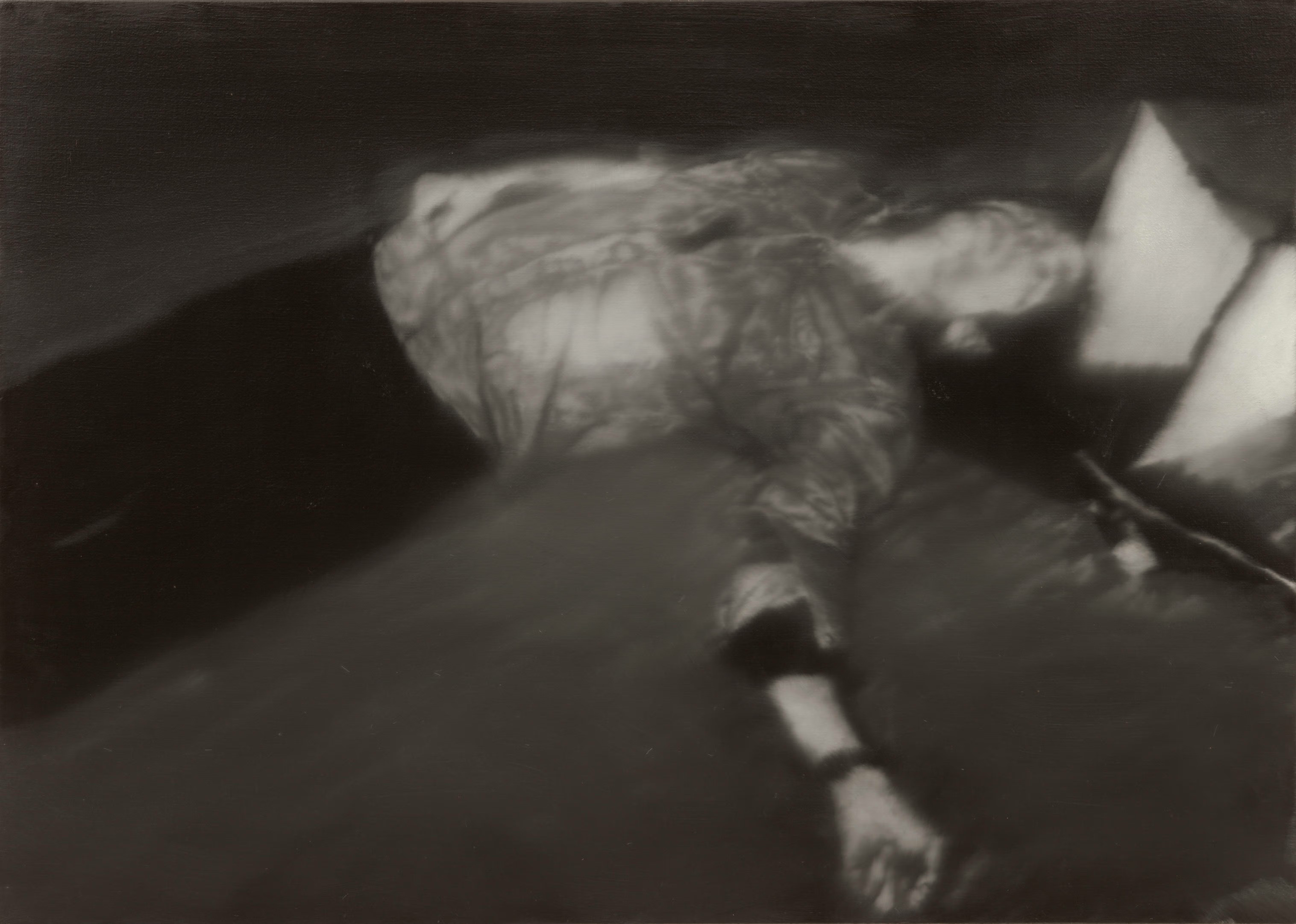 Gerhard Richter: Man Shot Down 1 (Erschossener 1) – 100 × 140 cm, oil on canvas, 1988.