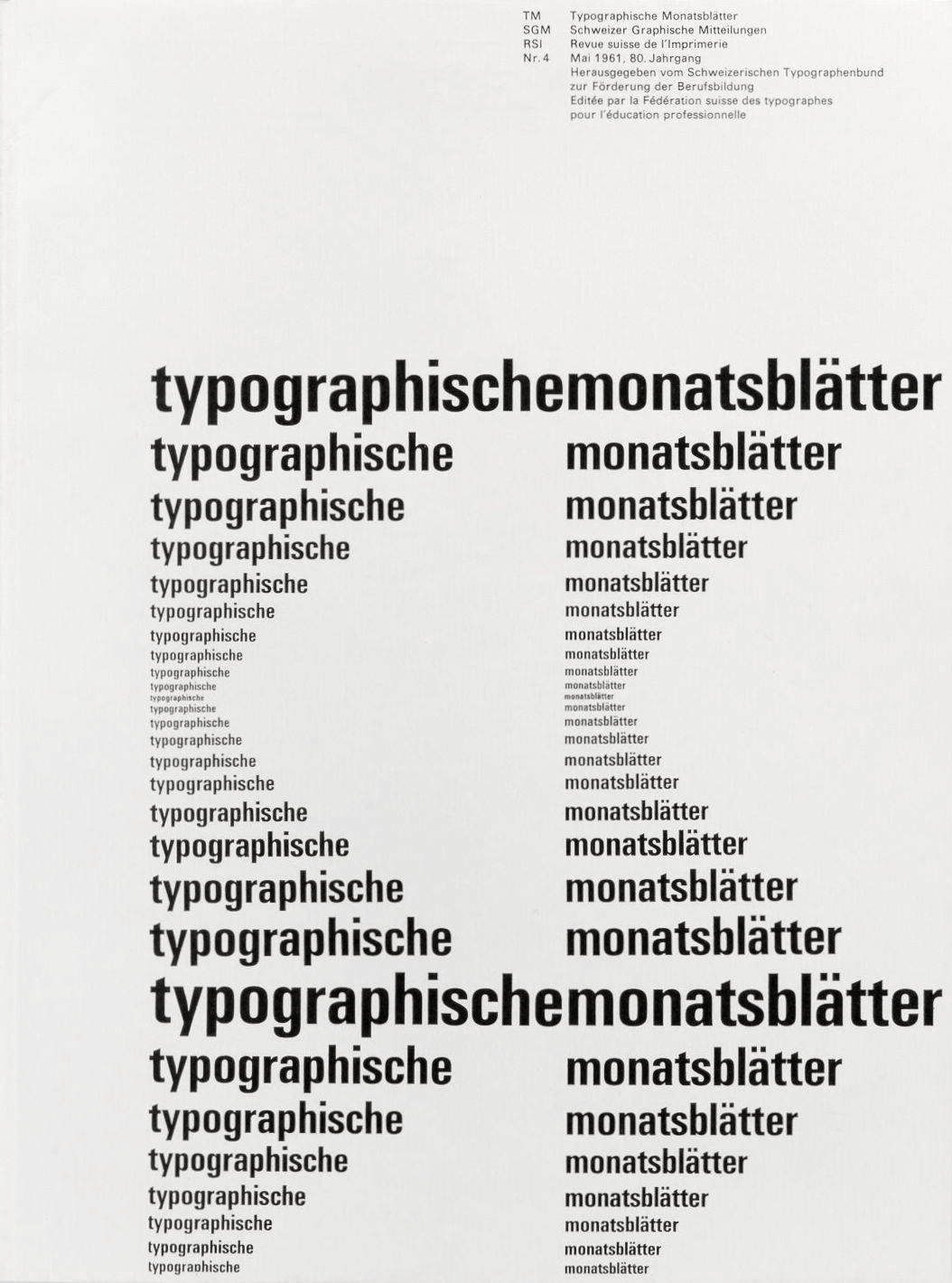 Emil Ruder, Typographische Monatsblätter, Nr. 4, 1961