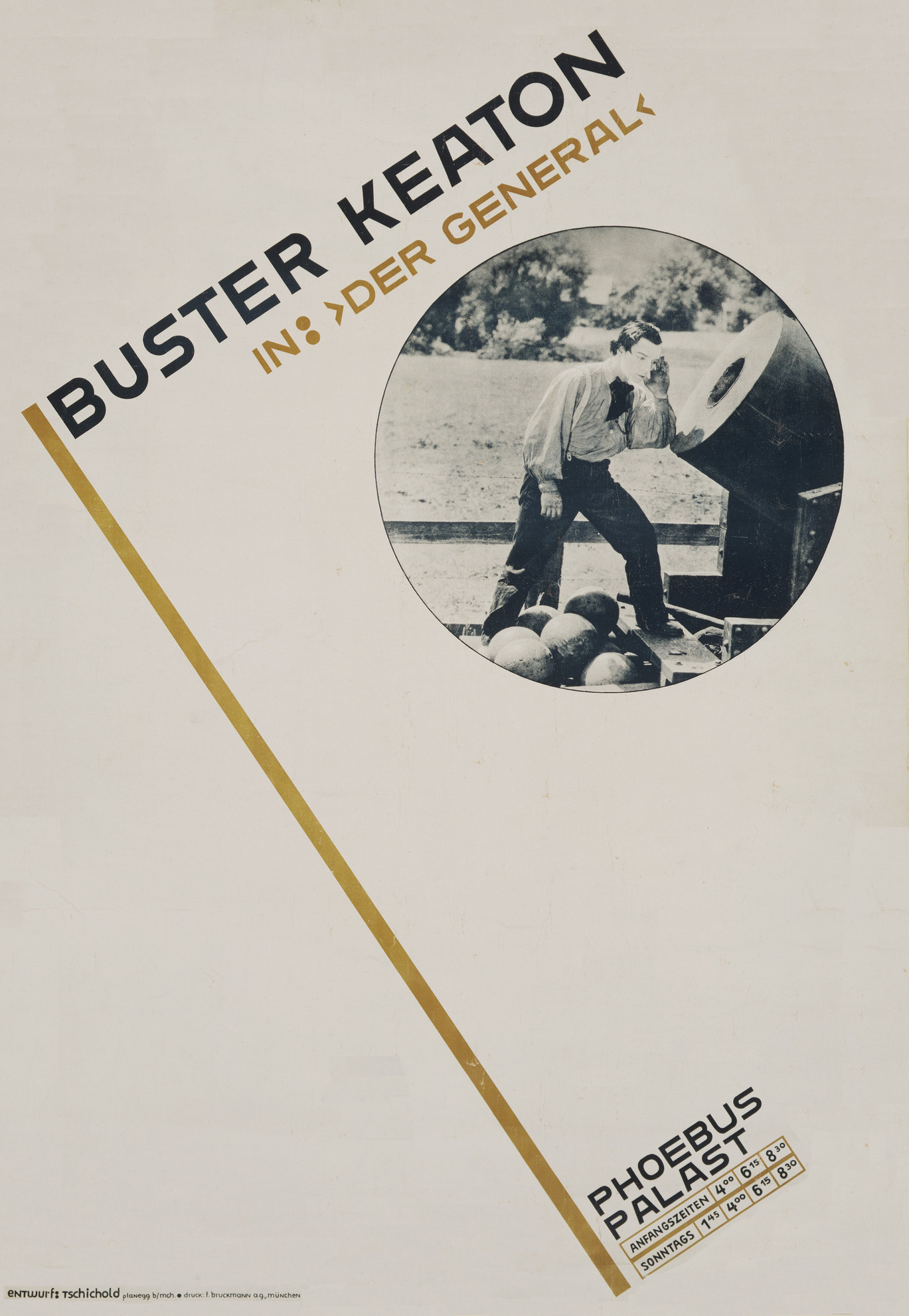 Jan Tschichold. Poster: Buster Keaton in “Der General,” 1927 Offset lithograph (120 x 83.9 cm)